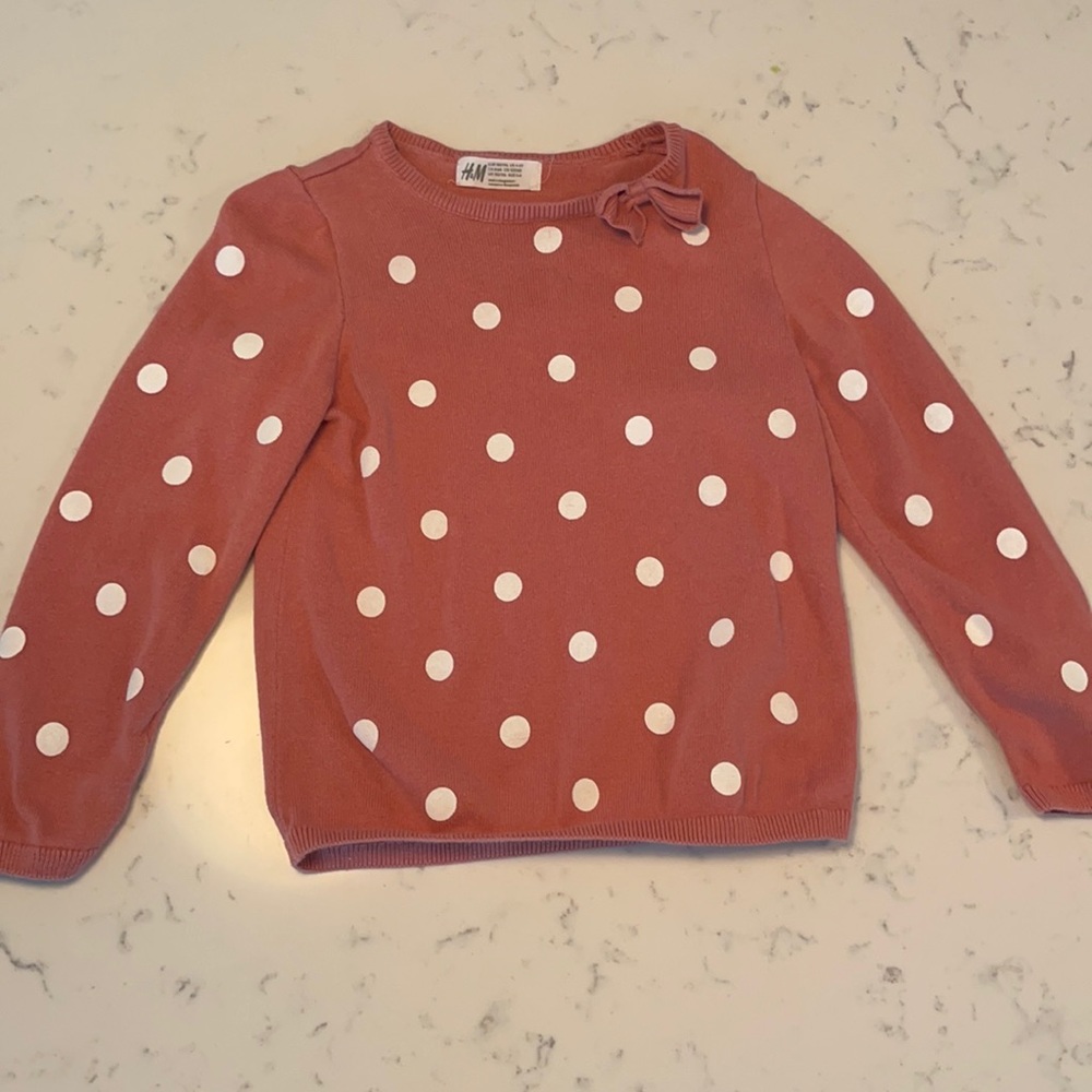 Pink and white polka dot sweater